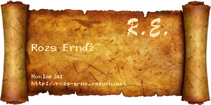 Rozs Ernő névjegykártya